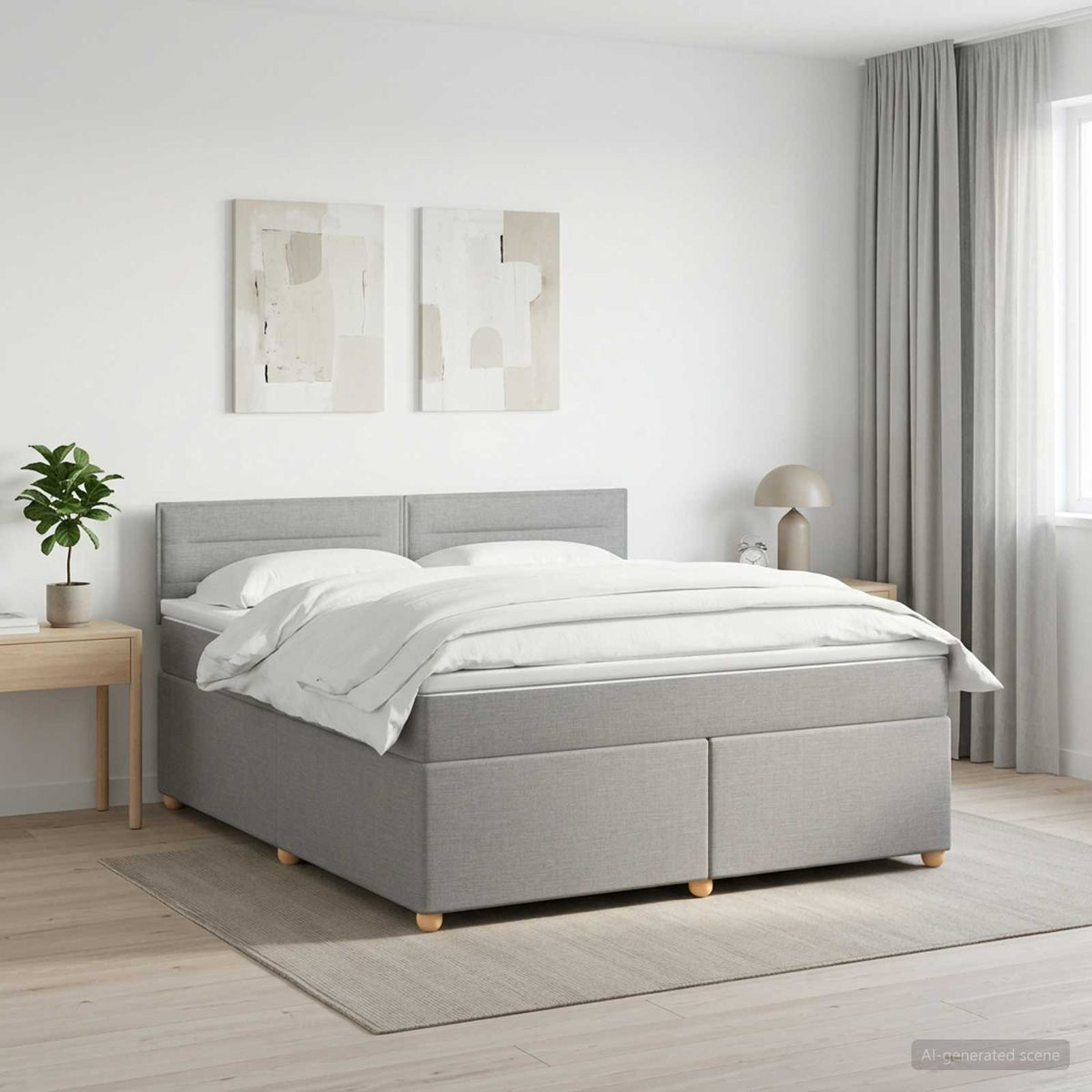 Boxspringbed met matras Lichtgrijs 160 x 200 cm Stof is nu te koop bij PeponiXL, paradijselijk wonen!