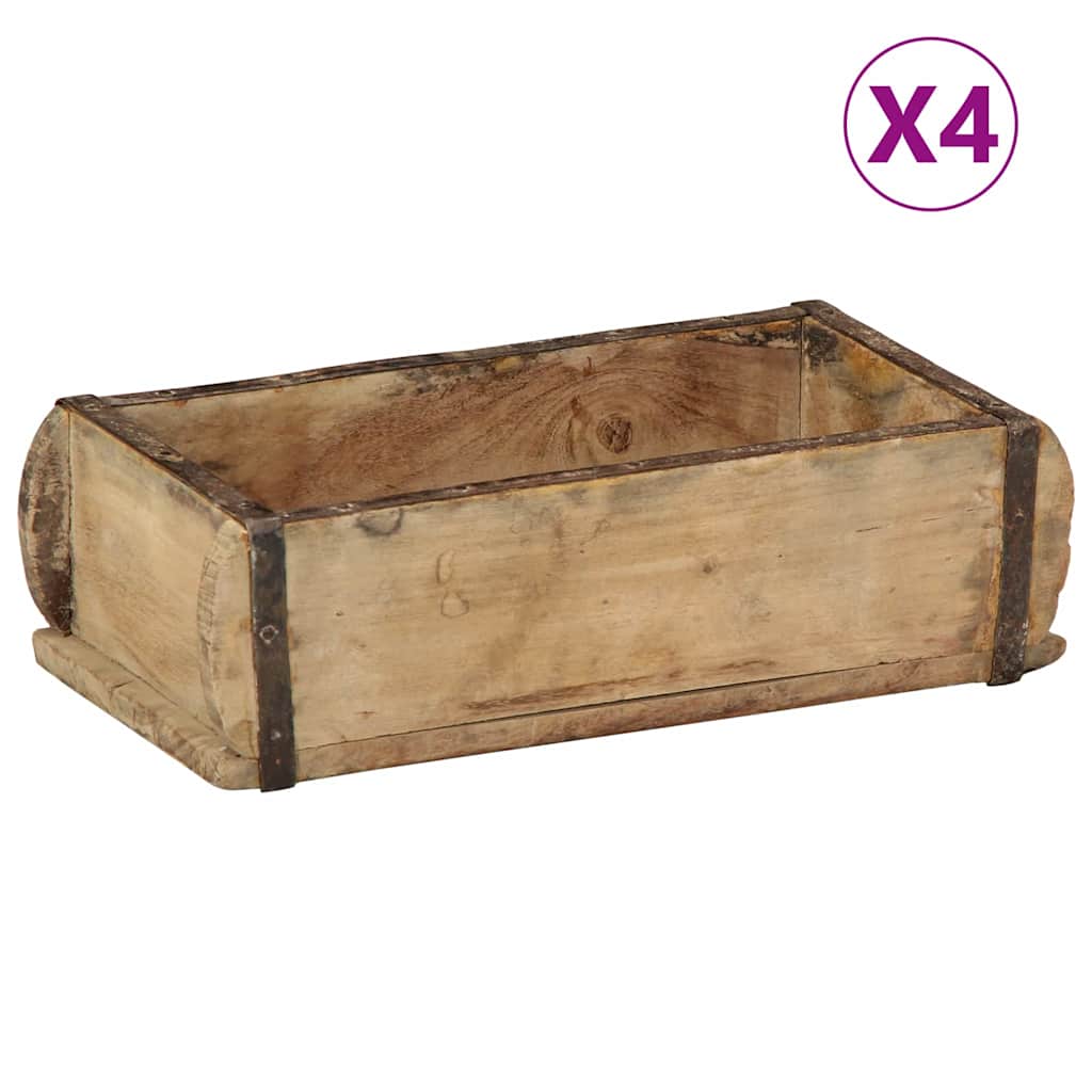 Dienblad 4 st Bruin 30 x 15 x 9 cm Massief Gerecycled Hout is nu te koop bij PeponiXL, paradijselijk wonen!
