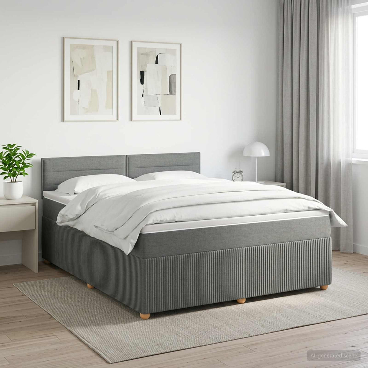 Boxspringbed met matras Donkergrijs 180 x 200 cm Stof is nu te koop bij PeponiXL, paradijselijk wonen!