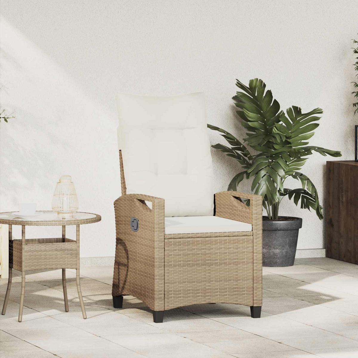 Verstelbare tuinstoel Beige en Crème 56 x 60 x 112 cm is nu te koop bij PeponiXL, paradijselijk wonen!