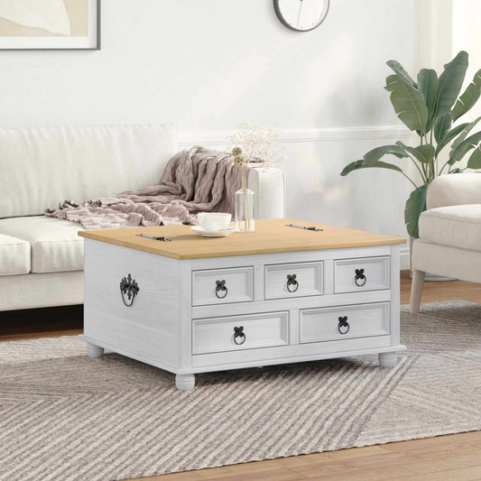 storage box met lade Wit 90 x 78 x 45 cm Massief grenenhout is nu te koop bij PeponiXL, paradijselijk wonen!