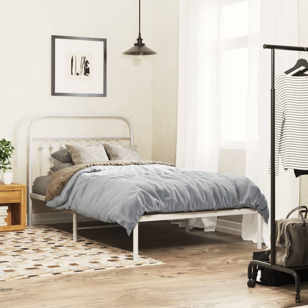 Bedframe met hoofdbord metaal wit 100x200 cm is nu te koop bij PeponiXL, paradijselijk wonen!