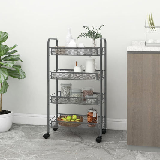 Keukentrolley 4-laags 46x26x85 cm ijzer grijs is nu te koop bij PeponiXL, paradijselijk wonen!