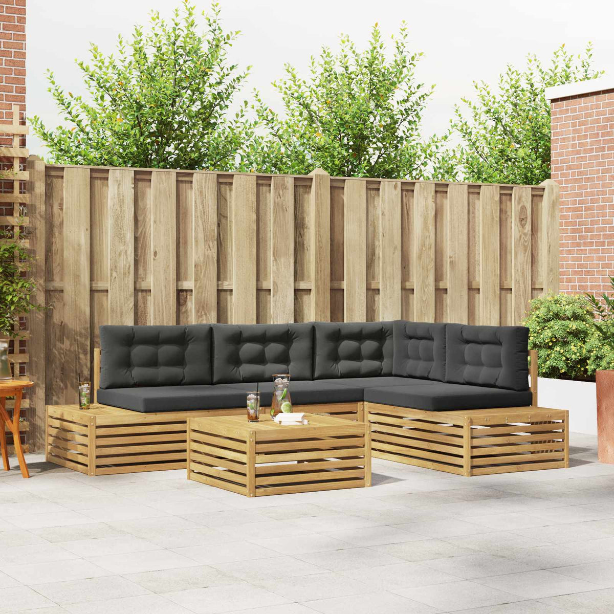 5 Stuk Buiten bankenset Polyester Wit is nu te koop bij PeponiXL, paradijselijk wonen!