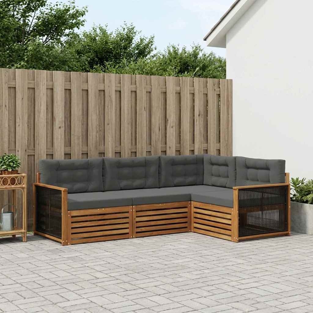 Buiten bankenset met kussen 4 pcs Natuurlijk en Antraciet is nu te koop bij PeponiXL, paradijselijk wonen!