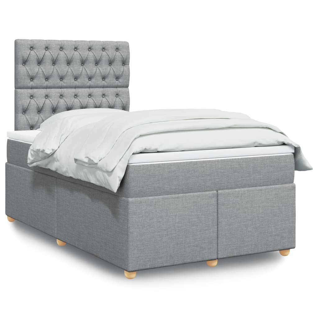 Boxspring met matras stof lichtgrijs 120x200 cm is nu te koop bij PeponiXL, paradijselijk wonen!