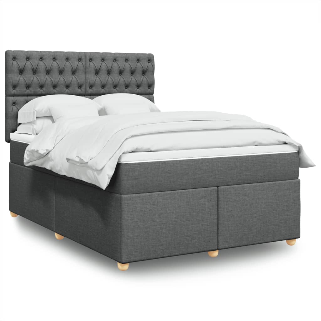 Boxspring met matras stof donkergrijs 140x190 cm is nu te koop bij PeponiXL, paradijselijk wonen!