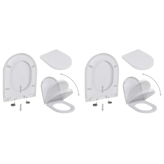 Toiletbrillen met soft-close deksels 2 st kunststof wit is nu te koop bij PeponiXL, paradijselijk wonen!