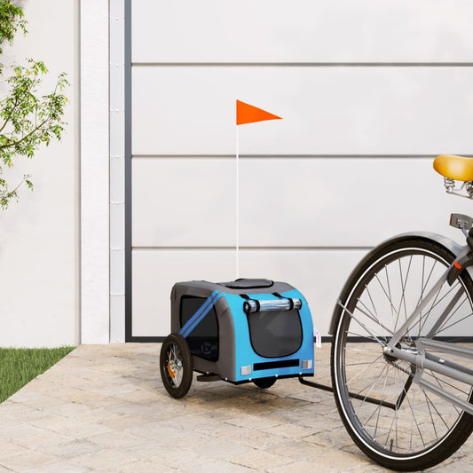 Hondenfietstrailer oxford stof en ijzer blauw en grijs is nu te koop bij PeponiXL, paradijselijk wonen!