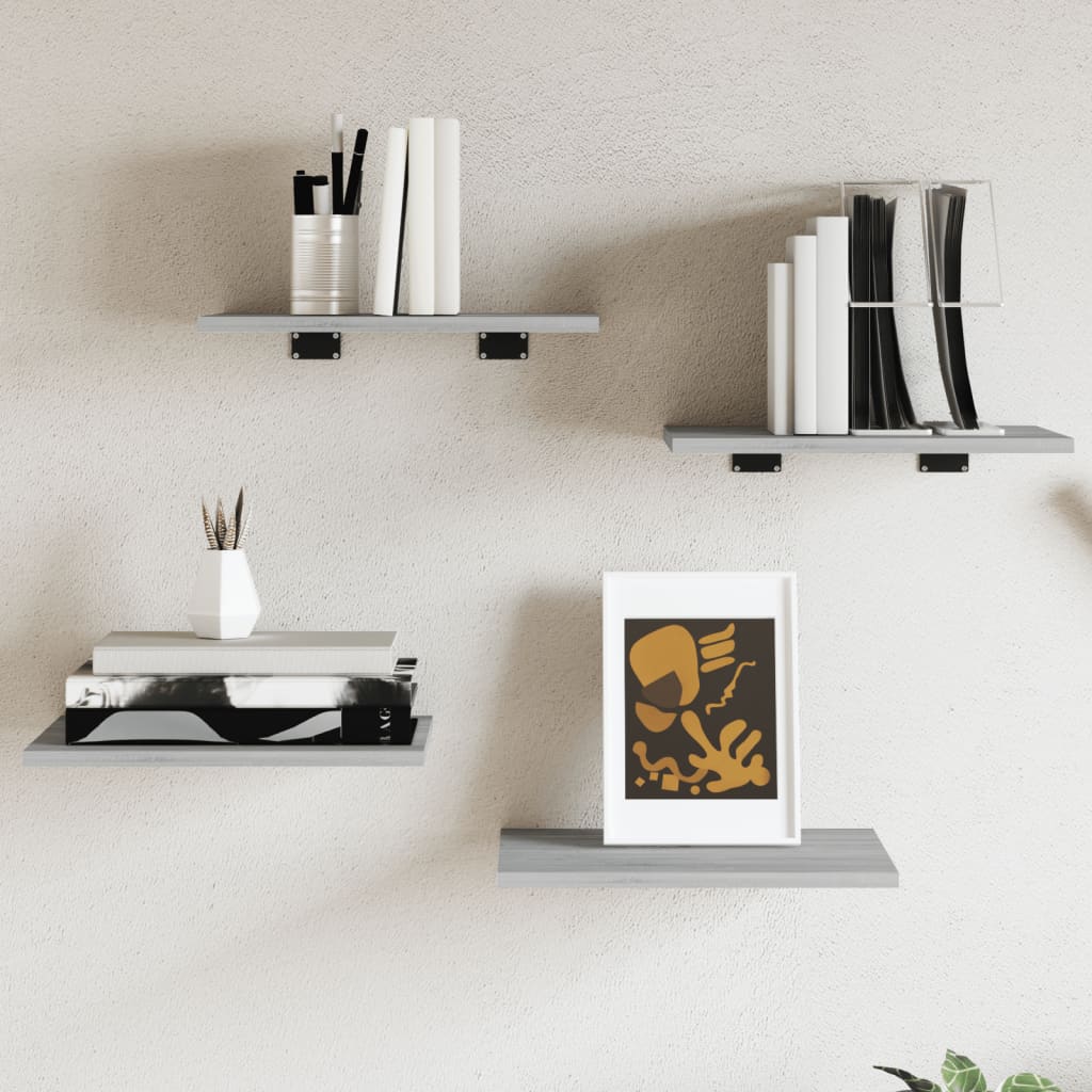 Wandschappen 4 st 40x30x1,5 cm bewerkt hout grijs sonoma eiken is nu te koop bij PeponiXL, paradijselijk wonen!