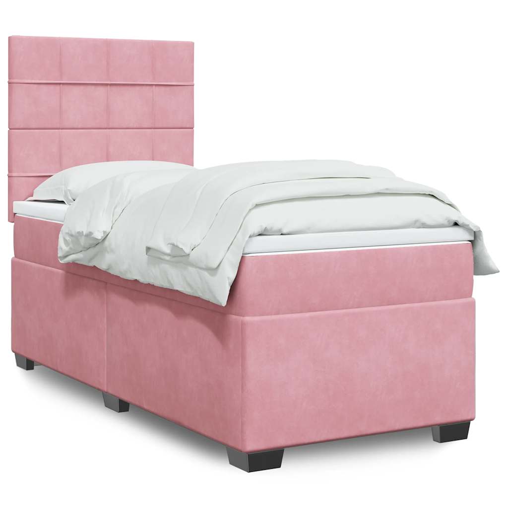 Boxspring met matras fluweel roze 100x200 cm is nu te koop bij PeponiXL, paradijselijk wonen!