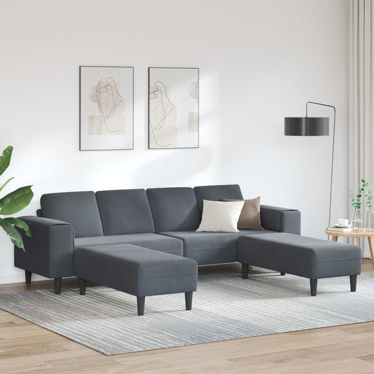 Woonkamer Bank 3 pcs Donkergrijs 250 x 188 x 76 cm is nu te koop bij PeponiXL, paradijselijk wonen!