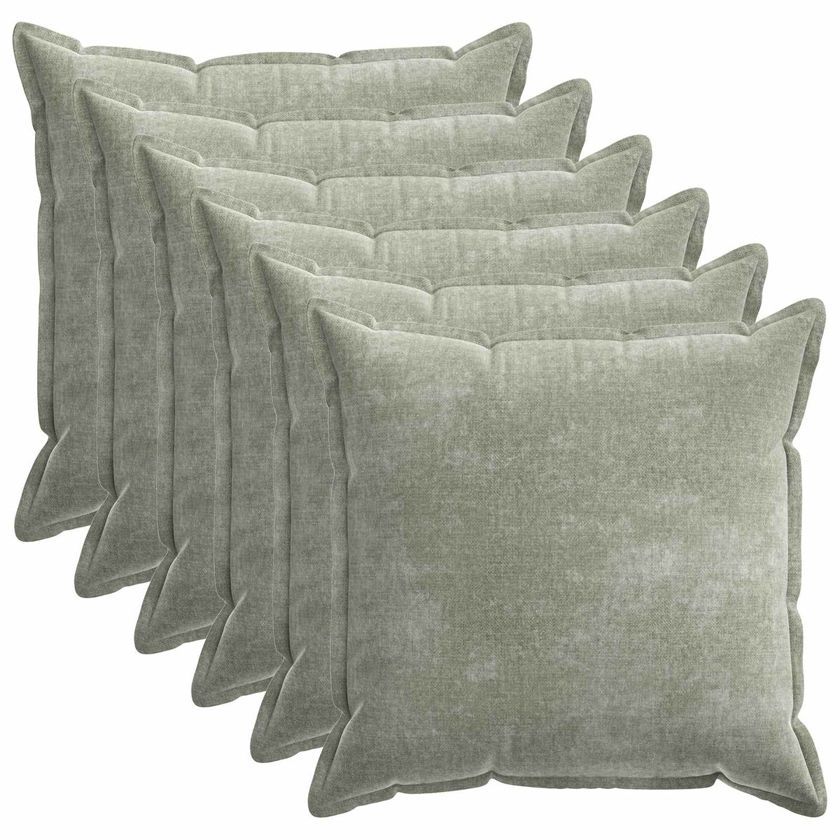 Kussensloop 6 st HOUTEN Groen 70 x 70 cm Chenille Stof is nu te koop bij PeponiXL, paradijselijk wonen!