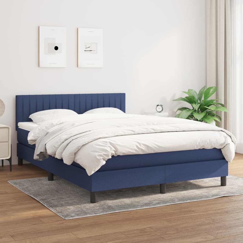 Boxspring met matras stof blauw 140x200 cm is nu te koop bij PeponiXL, paradijselijk wonen!