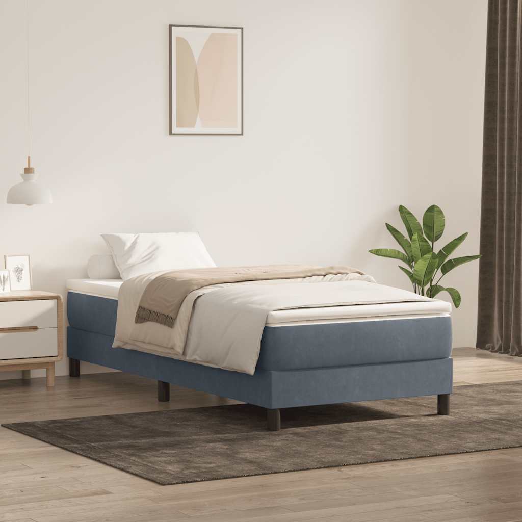 Boxspring zonder matras fluweel donkergrijs 90x220 cm is nu te koop bij PeponiXL, paradijselijk wonen!