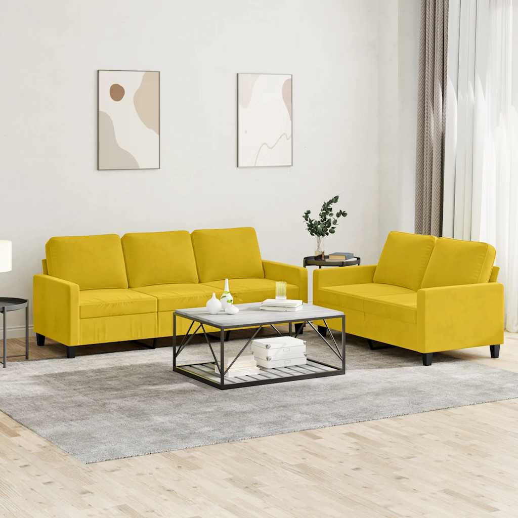 2-delige Loungeset met kussens fluweel geel is nu te koop bij PeponiXL, paradijselijk wonen!