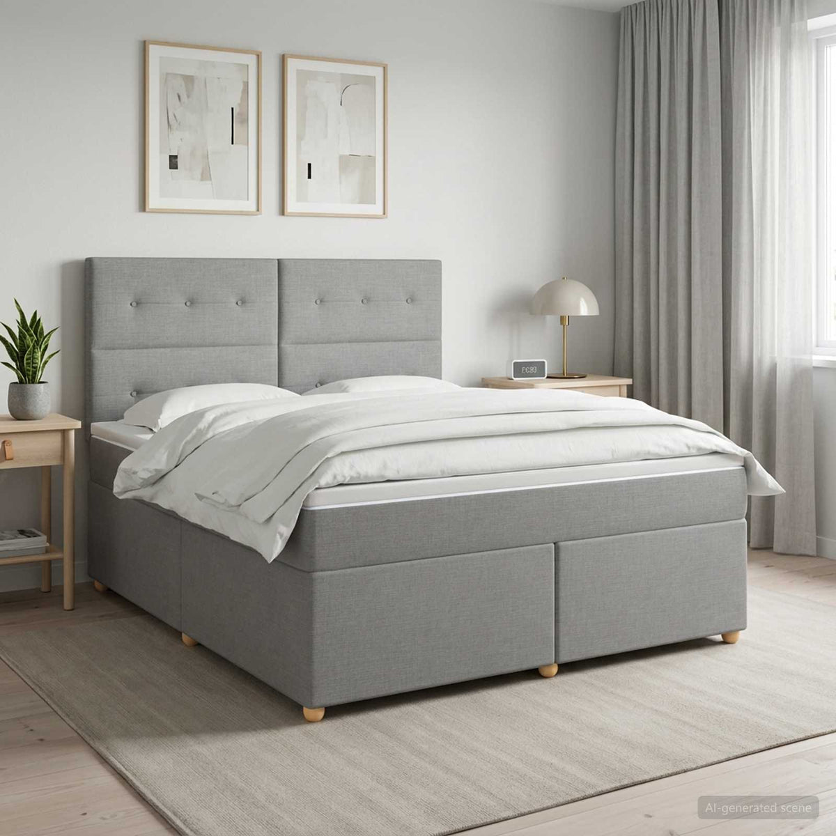 Boxspringbed met matras Lichtgrijs 140 x 190 cm Stof is nu te koop bij PeponiXL, paradijselijk wonen!