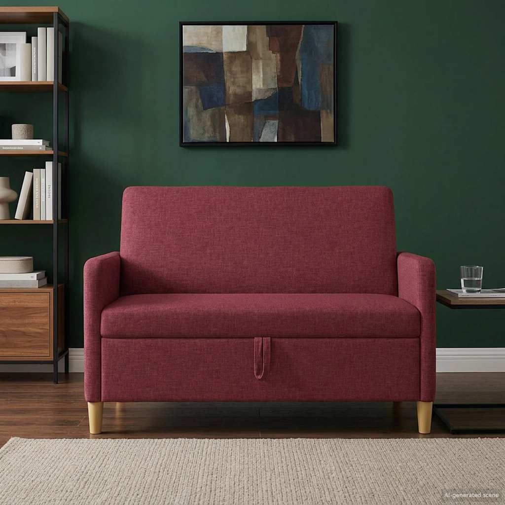 Bank met opslag Wijnrood 122 x 78 x 87 cm Polyester is nu te koop bij PeponiXL, paradijselijk wonen!