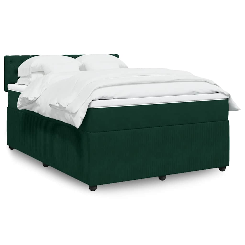 Boxspring met matras fluweel donkergroen 140x190 cm is nu te koop bij PeponiXL, paradijselijk wonen!