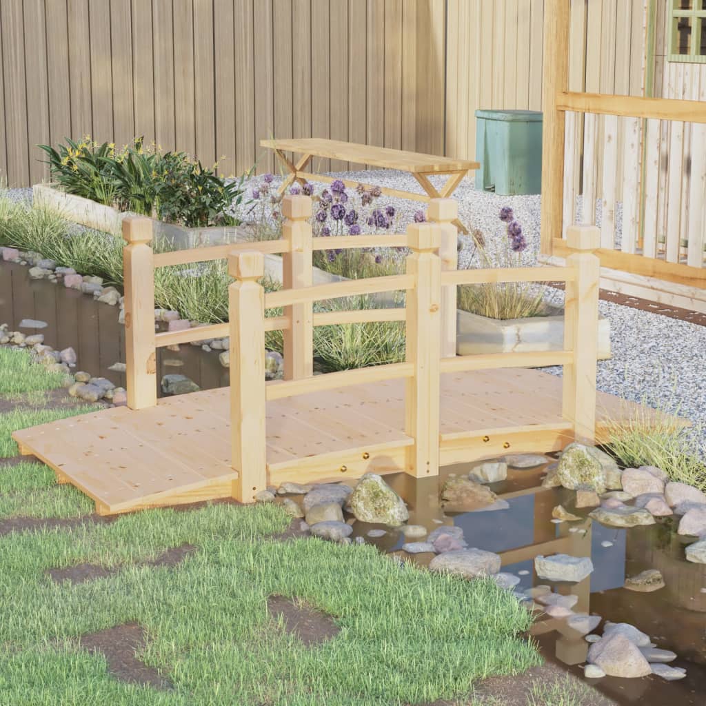 Tuinbrug met leuningen 150x67x56 cm massief vurenhout is nu te koop bij PeponiXL, paradijselijk wonen!