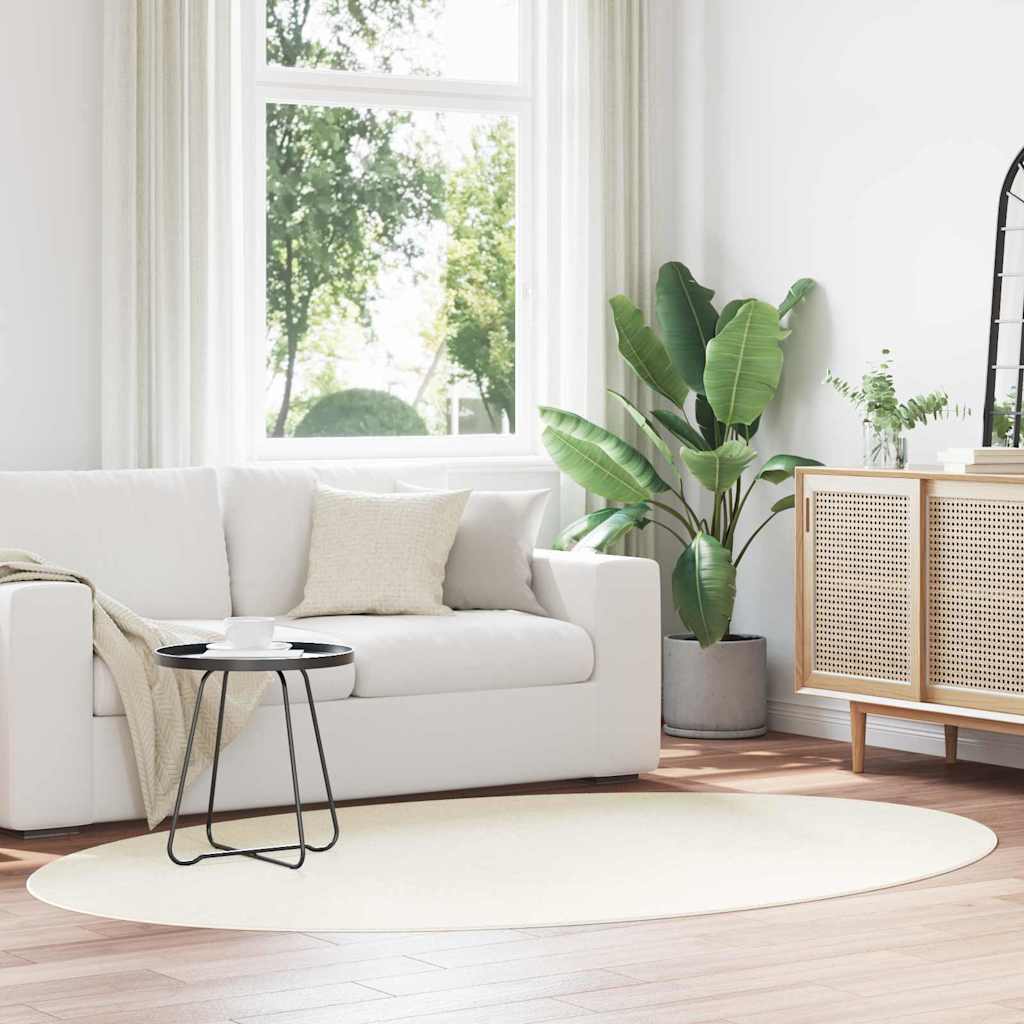 Vloerkleden Ovaal HUARTE Crème 160 x 230 cm 100% Polyester is nu te koop bij PeponiXL, paradijselijk wonen!