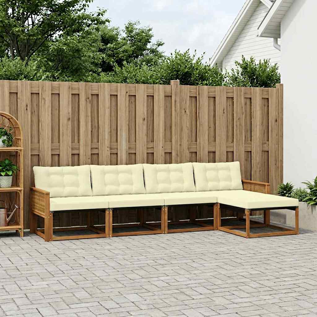 Buiten bankenset met kussen 5 pcs Natuurlijk en Crème is nu te koop bij PeponiXL, paradijselijk wonen!
