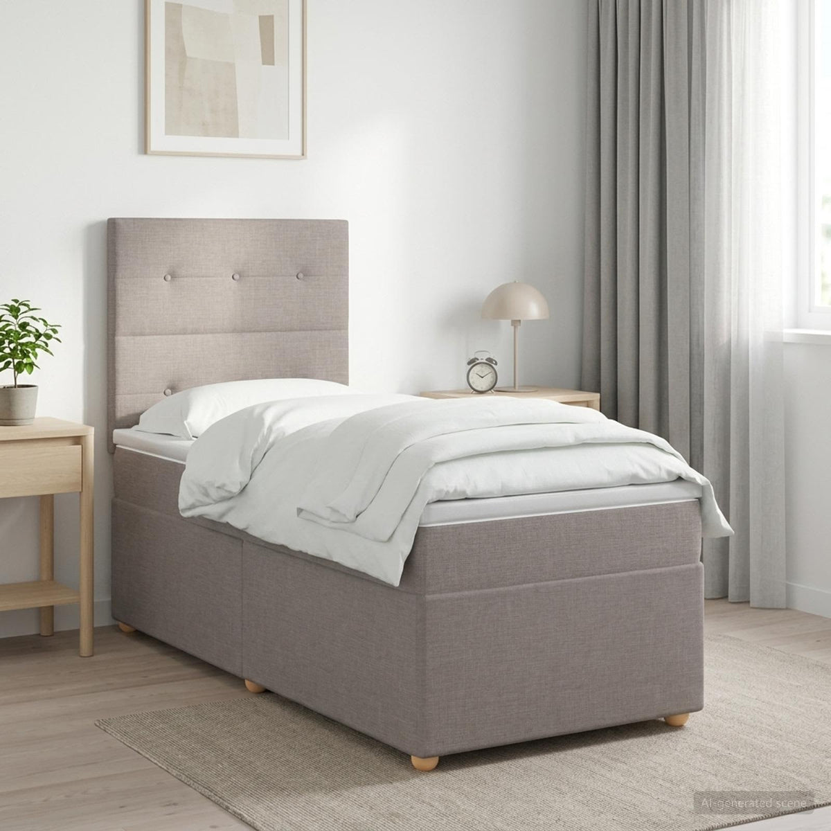 Boxspringbed met matras met hoofdeinde Taupe 80 x 200 cm Stof is nu te koop bij PeponiXL, paradijselijk wonen!