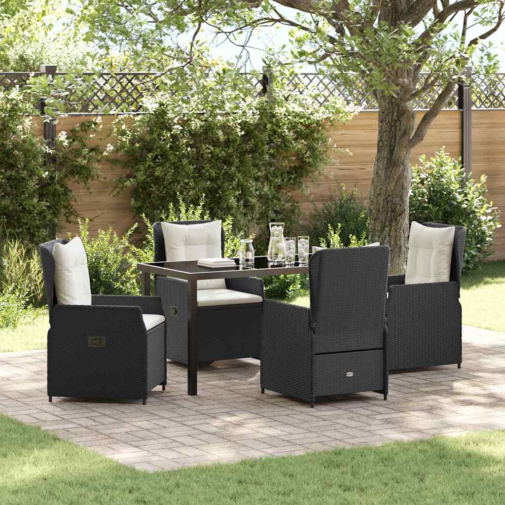 Tuin eettafelset 5 pcs Zwart poly rattan is nu te koop bij PeponiXL, paradijselijk wonen!