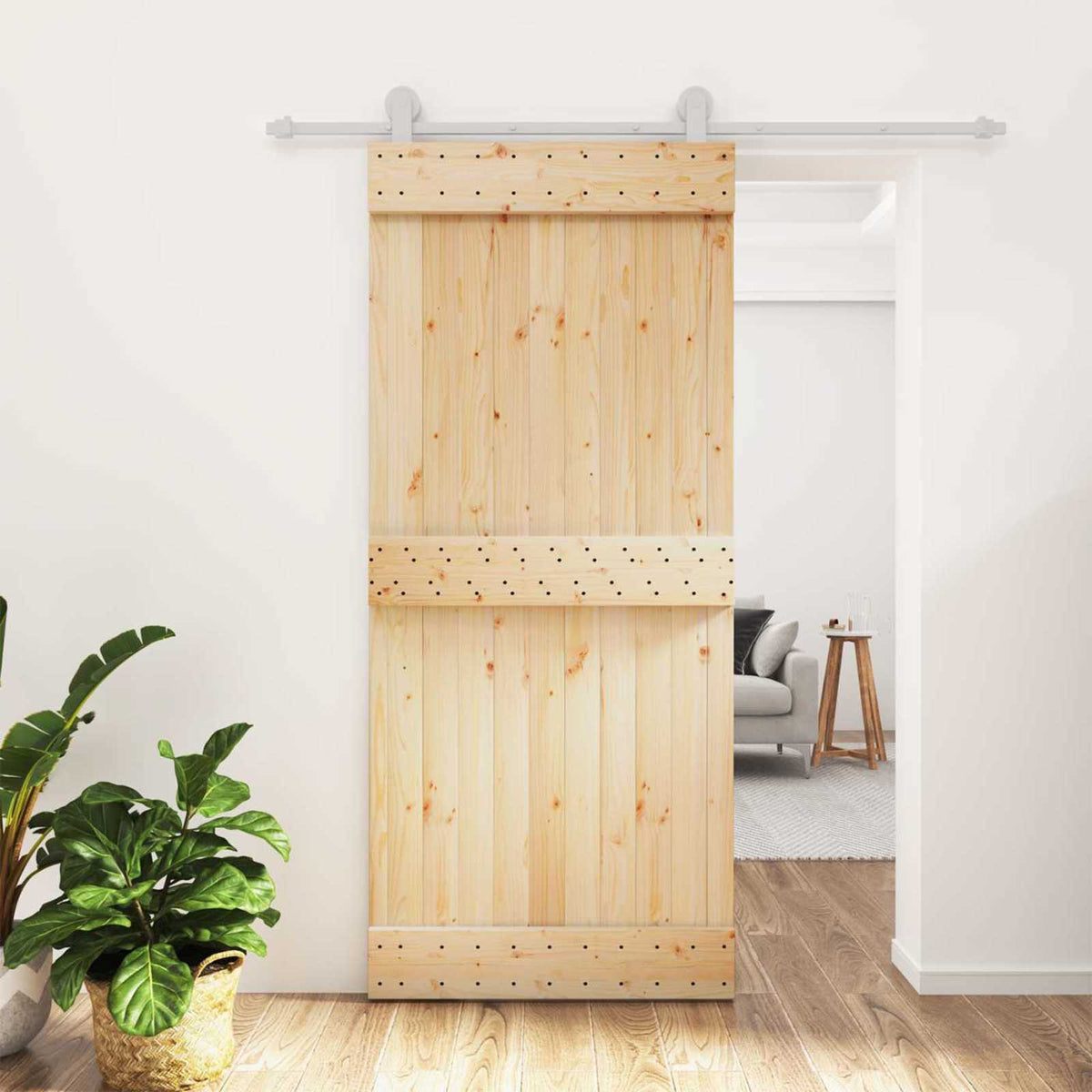Schuifdeur Natuurlijk en Wit 90 x 210 cm Massief Grenenhout is nu te koop bij PeponiXL, paradijselijk wonen!