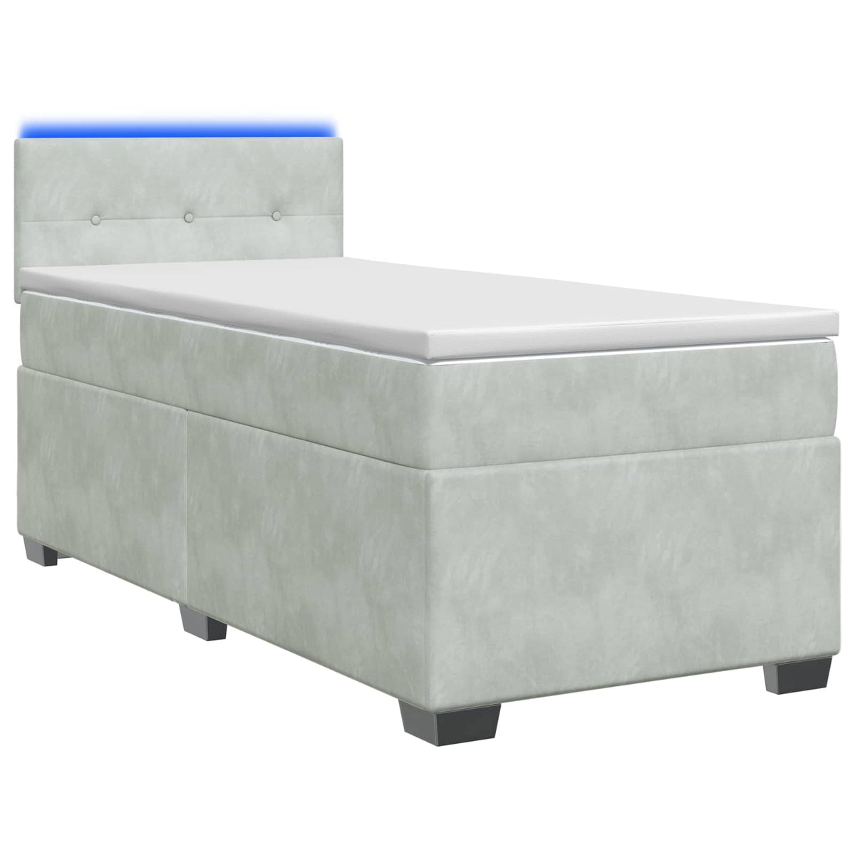 Boxspring Bed met Matras en LED Lichtgrijs Enkel fluweel is nu te koop bij PeponiXL, paradijselijk wonen!