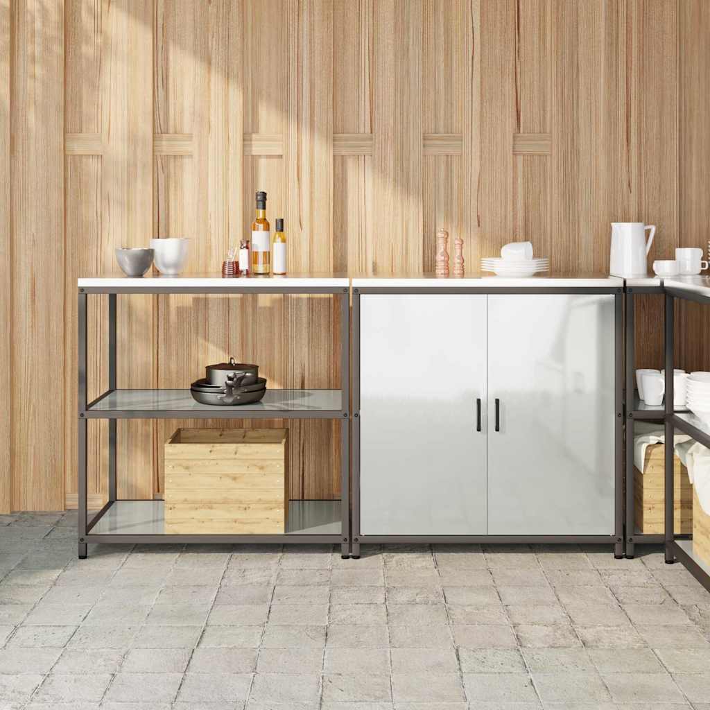 Keukenopslag set met plank 2 pcs Zilver Gegalvaniseerd staal is nu te koop bij PeponiXL, paradijselijk wonen!