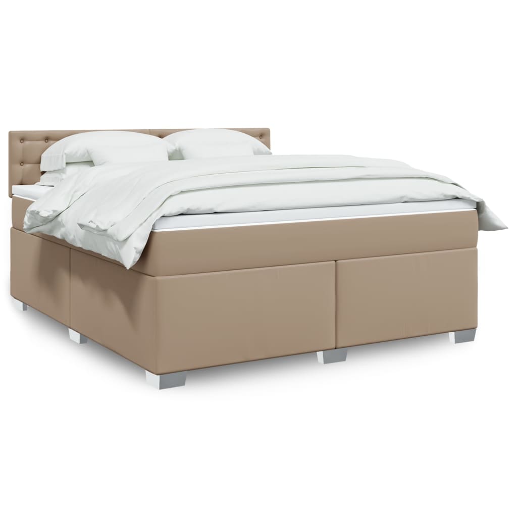 Boxspring met matras kunstleer cappuccinokleurig 180x200 cm is nu te koop bij PeponiXL, paradijselijk wonen!