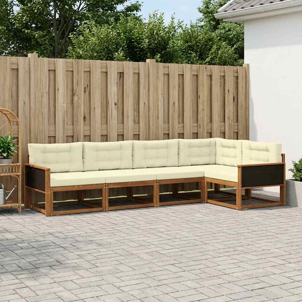 Buiten bankenset met kussen 5 pcs Natuurlijk en Crème is nu te koop bij PeponiXL, paradijselijk wonen!