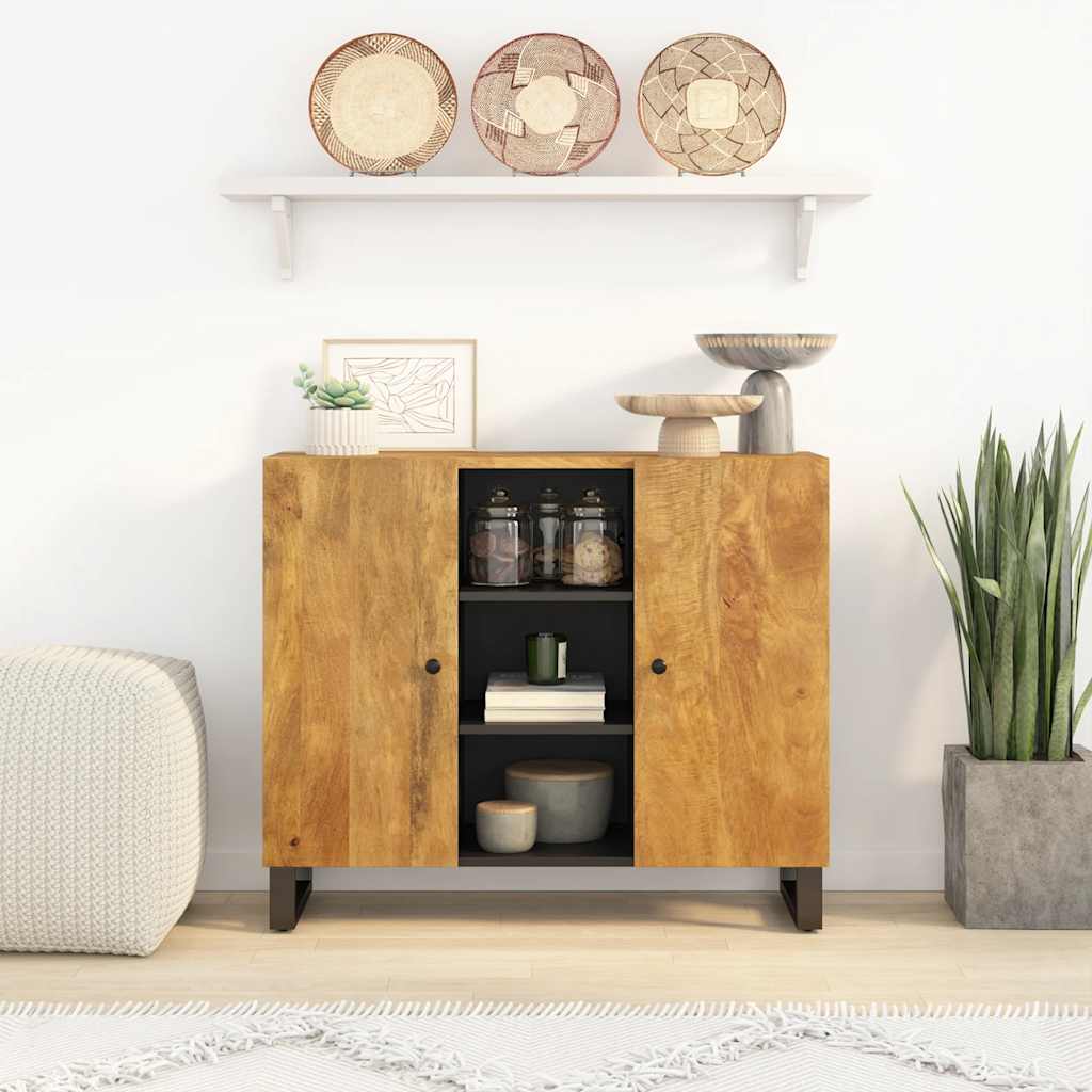 Dressoir met 2 deuren 90x33x75 cm massief mangohout is nu te koop bij PeponiXL, paradijselijk wonen!