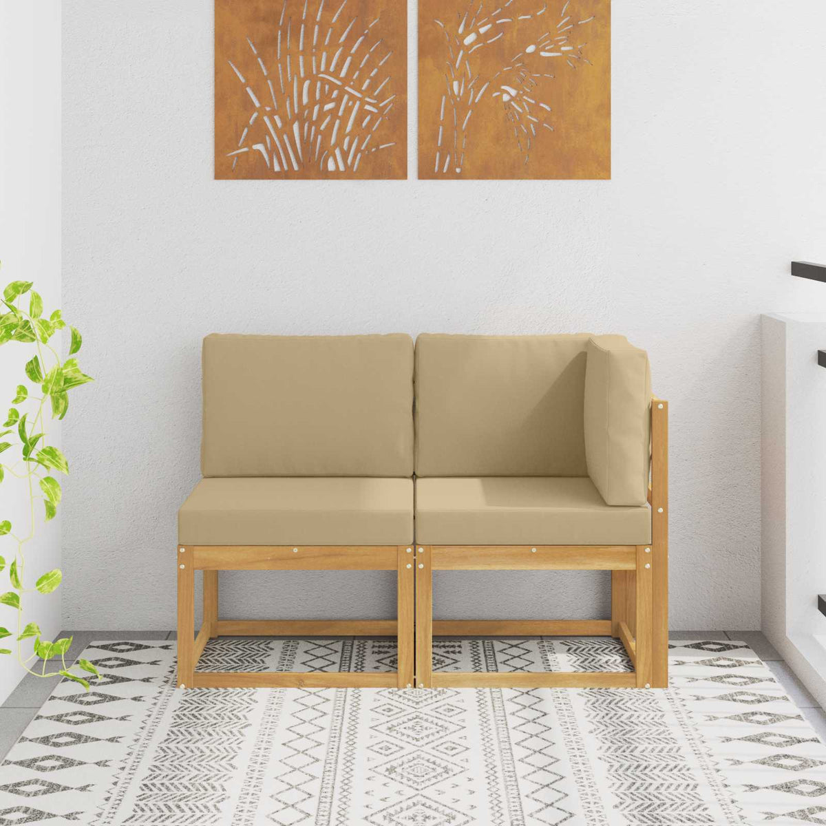 Outdoor Midden- en Hoeksalon 2 Stuk Wit Massief Acaciahout is nu te koop bij PeponiXL, paradijselijk wonen!