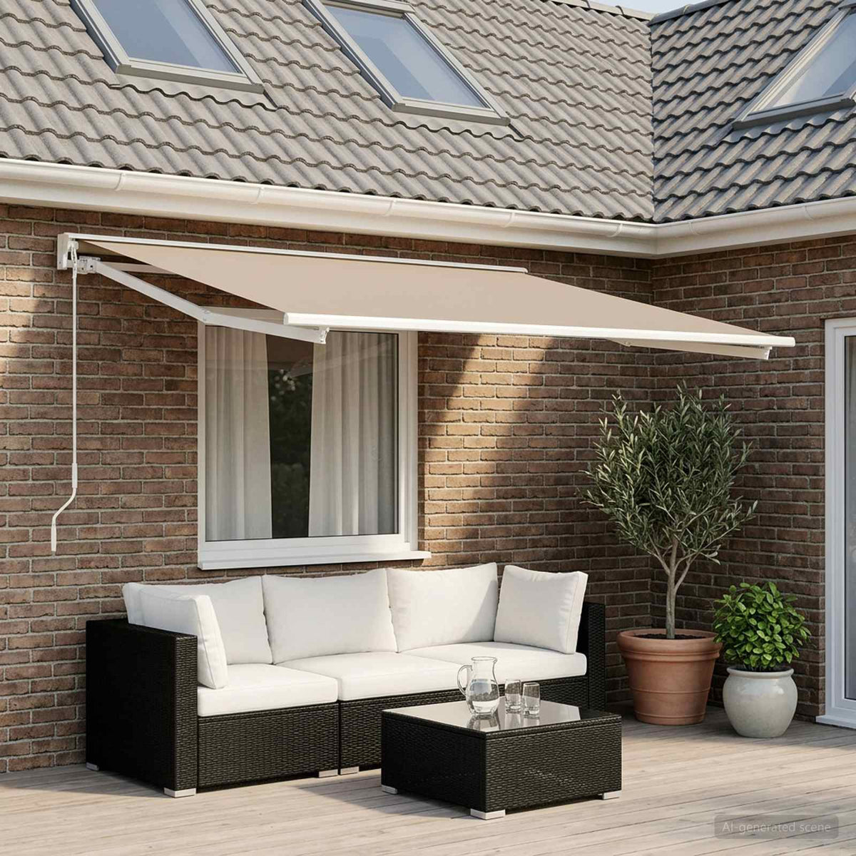 Vervangingsdoek voor zonnescherm Beige 350 x 200 cm Polyester is nu te koop bij PeponiXL, paradijselijk wonen!