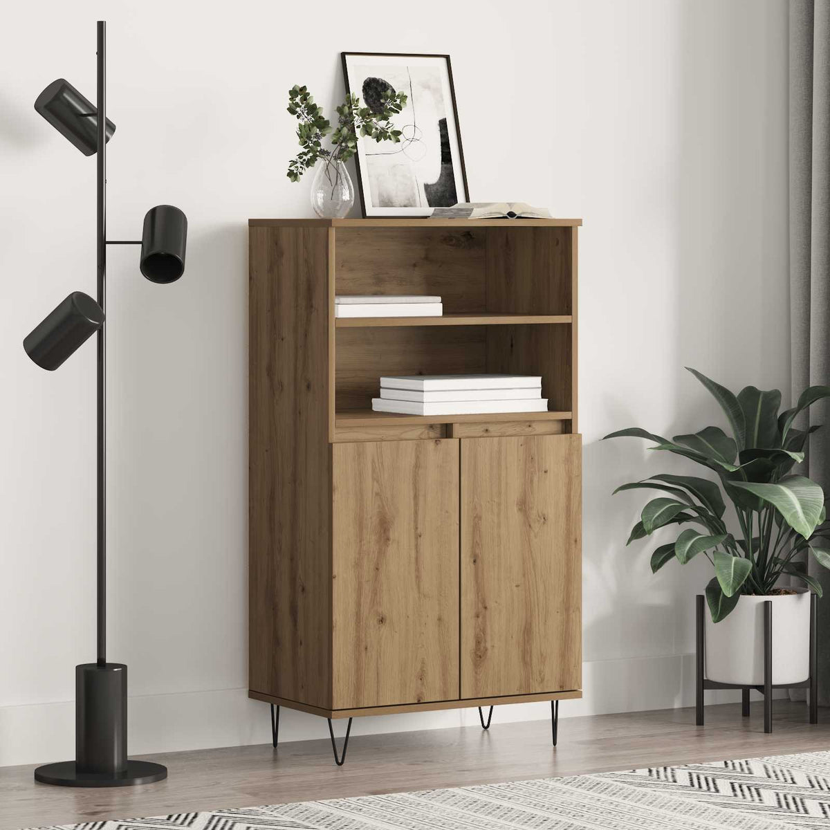 Highboard Bruin 60 x 36 x 110 cm Bewerkt hout is nu te koop bij PeponiXL, paradijselijk wonen!