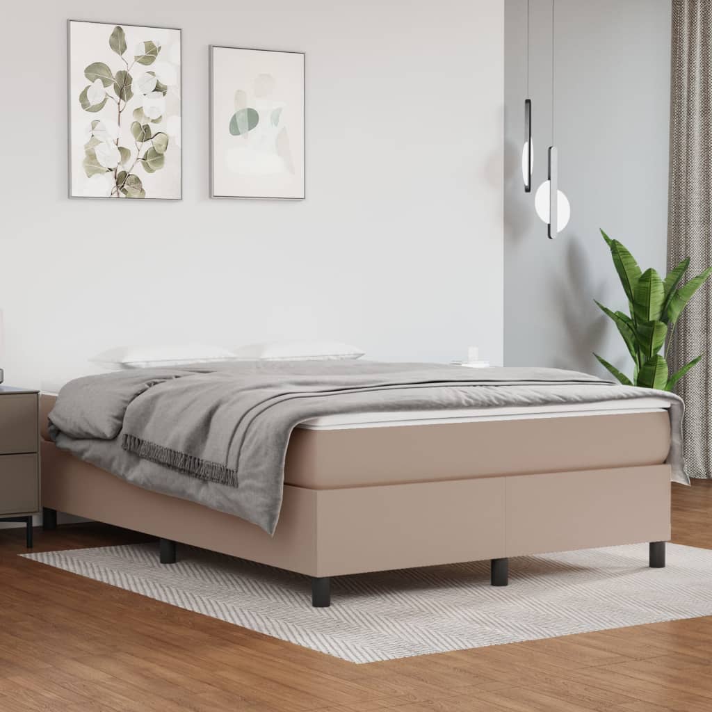 Boxspring met matras kunstleer cappuccinokleurig 140x200 cm is nu te koop bij PeponiXL, paradijselijk wonen!