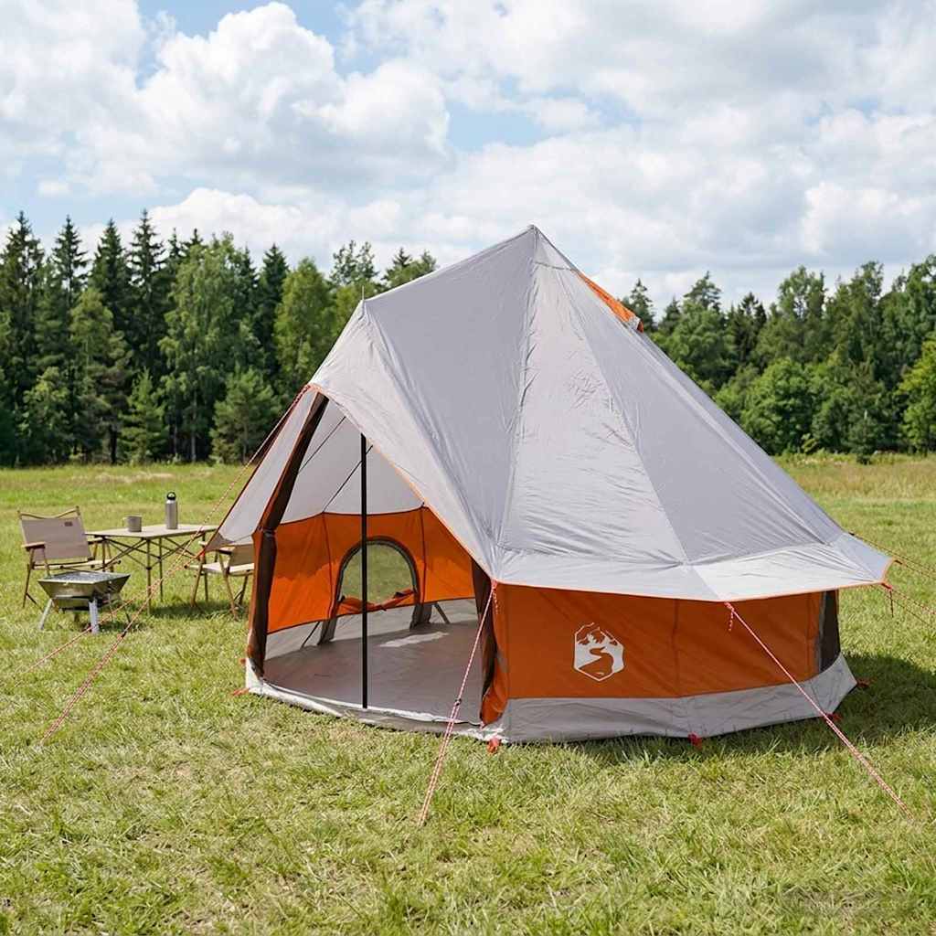 Tipi Tent Grijs en Oranje 250 x 250 cm Polyester en staal is nu te koop bij PeponiXL, paradijselijk wonen!