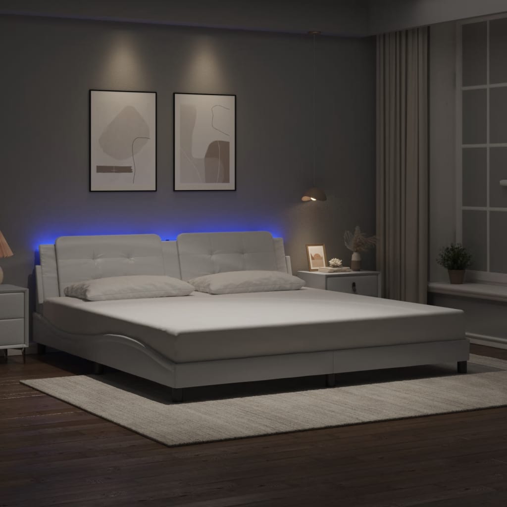 Bedframe met LED zonder matras "Zadar" wit 200x200 cm is nu te koop bij PeponiXL, paradijselijk wonen!