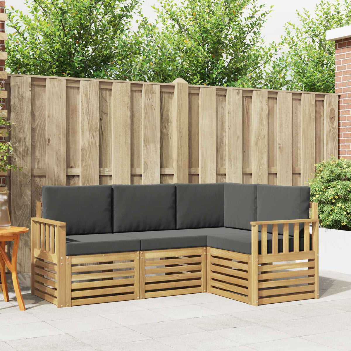 Buiten bankenset 4 pcs Wit en antracietkleurig is nu te koop bij PeponiXL, paradijselijk wonen!