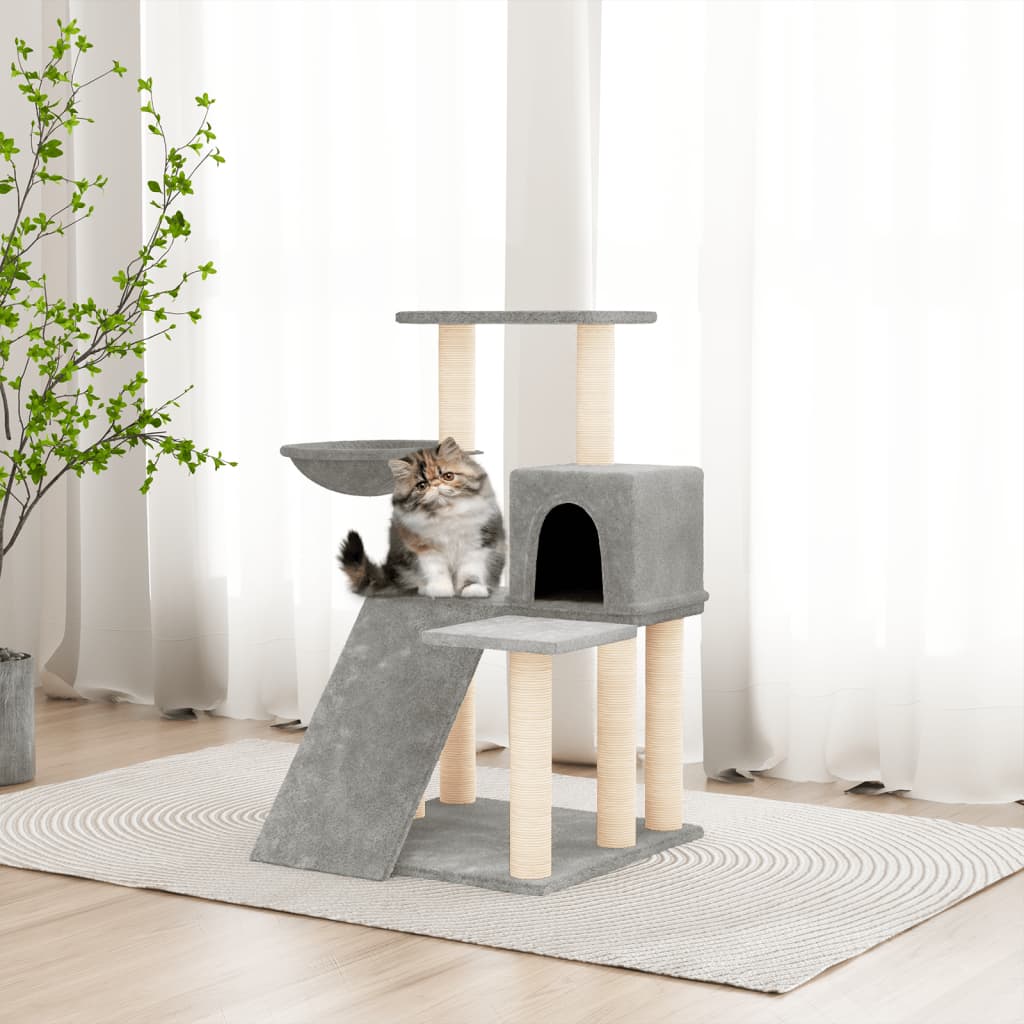 Kattenmeubel met sisal krabpalen 82 cm lichtgrijs is nu te koop bij PeponiXL, paradijselijk wonen!