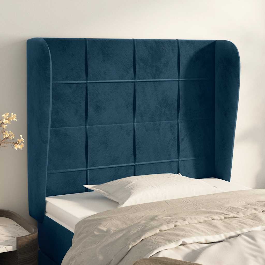 Hoofdbord met randen 103x23x118/128 cm fluweel donkerblauw is nu te koop bij PeponiXL, paradijselijk wonen!