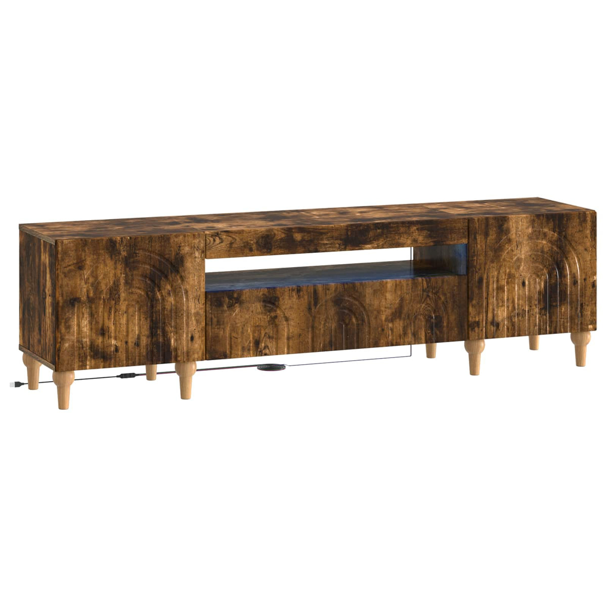 LED tv-meubel Gerookt eiken Bewerkt hout is nu te koop bij PeponiXL, paradijselijk wonen!