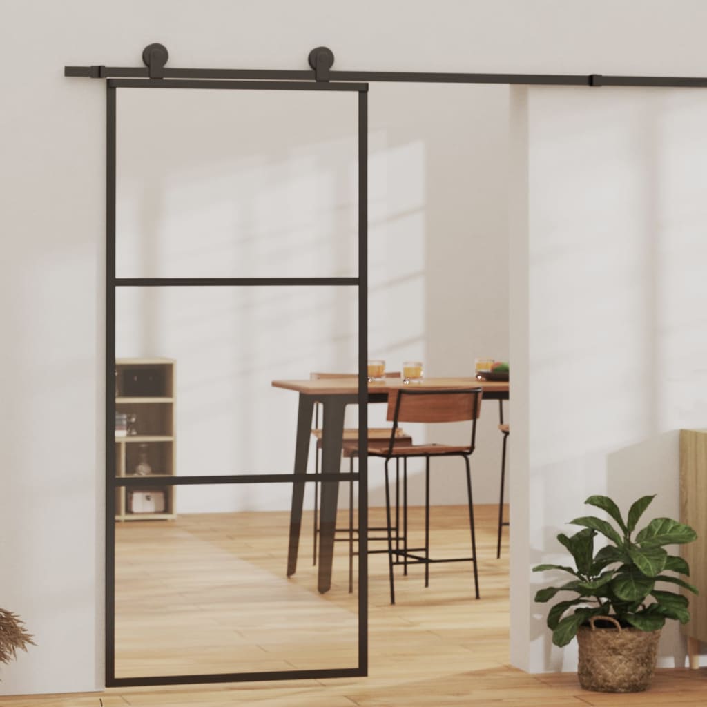 Schuifdeur met beslag 90x205 cm aluminium en ESG-glas is nu te koop bij PeponiXL, paradijselijk wonen!