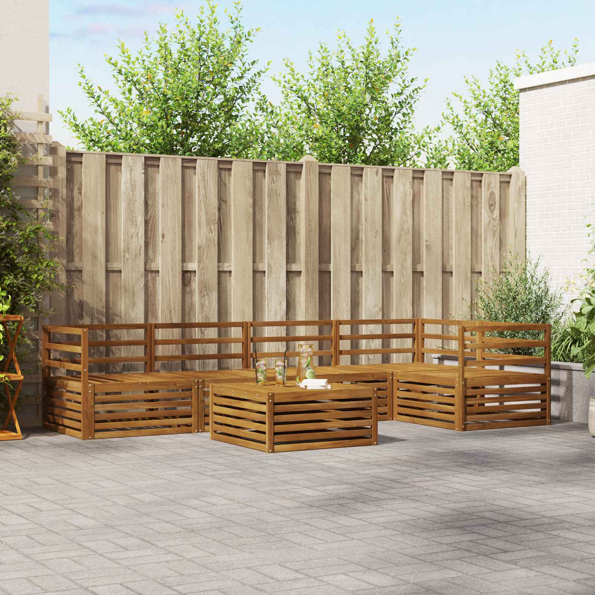 Buiten bankenset 6 pcs Naturel is nu te koop bij PeponiXL, paradijselijk wonen!