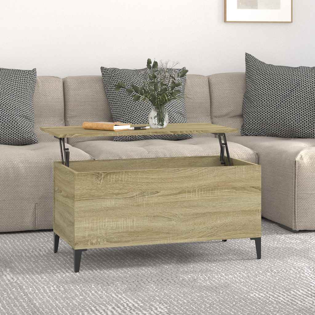 Salontafel 90x44,5x45 cm bewerkt hout sonoma eikenkleurig is nu te koop bij PeponiXL, paradijselijk wonen!