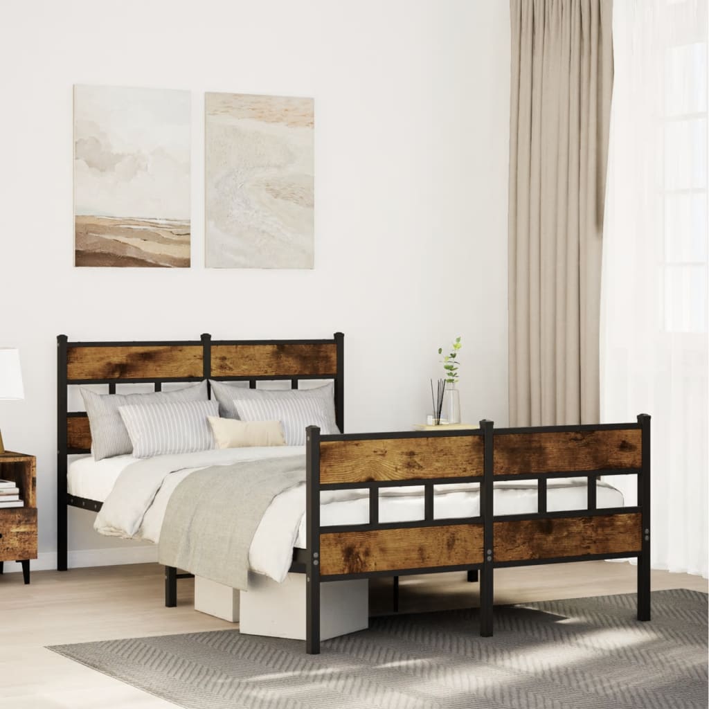 Bedframe zonder matras metaal gerookt eikenkleurig 120x200 cm is nu te koop bij PeponiXL, paradijselijk wonen!
