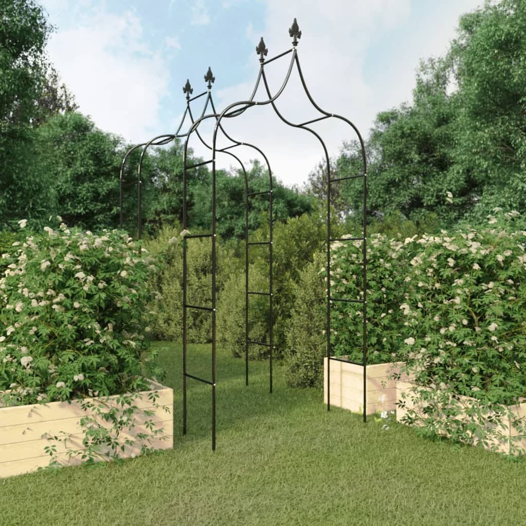 Tuinbogen 2 st 120x38x260 cm staal zwart is nu te koop bij PeponiXL, paradijselijk wonen!