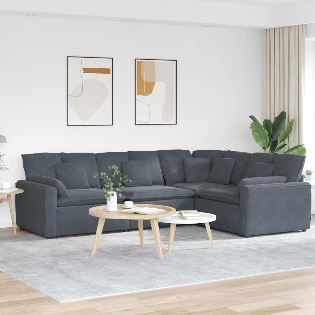 Modulaire bank met kussens fluweel donkergrijs is nu te koop bij PeponiXL, paradijselijk wonen!